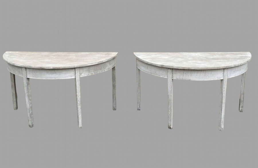 A Pair of English Later Painted Side/Console tables
