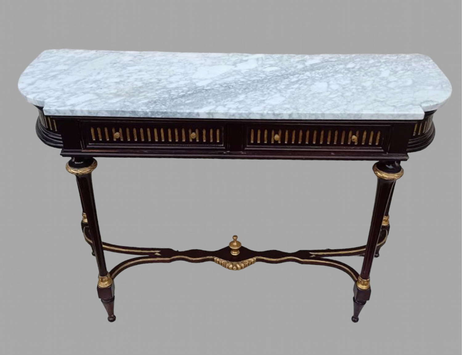 An Attractive Black & Gold Painted Breakfront Console Table
