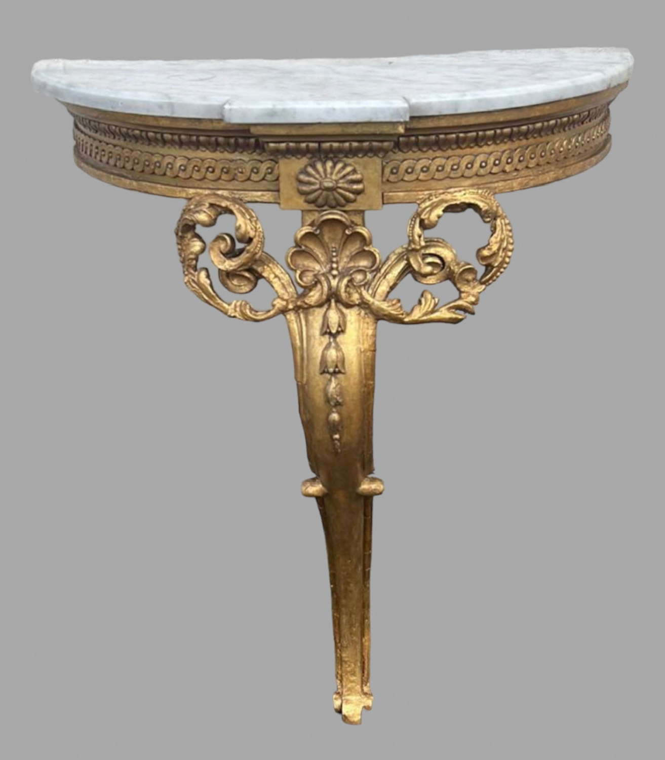 A Late 18thc Rococo Style Gilded Console Table
