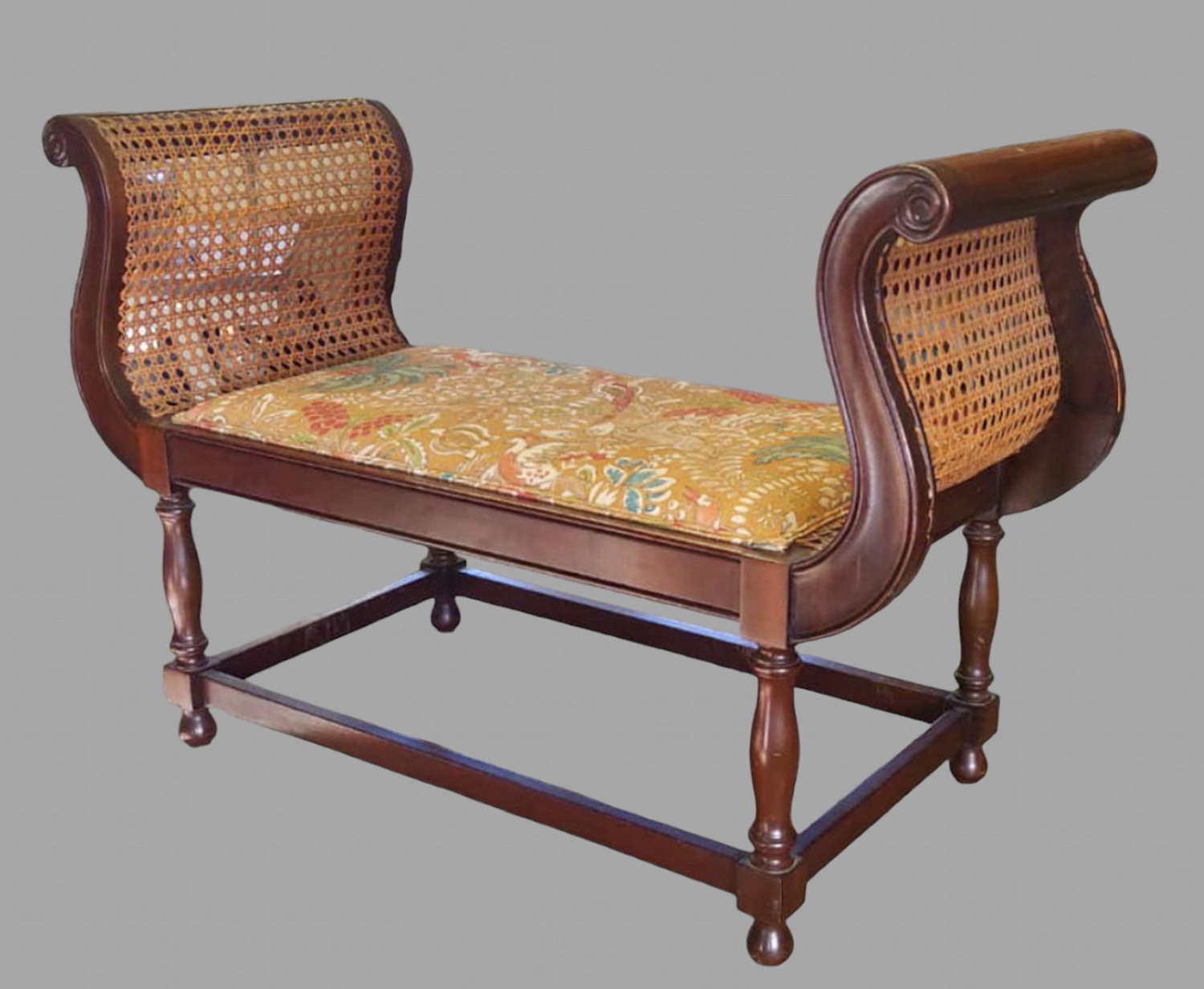 An Anglo Indian Style Caned Window Seat