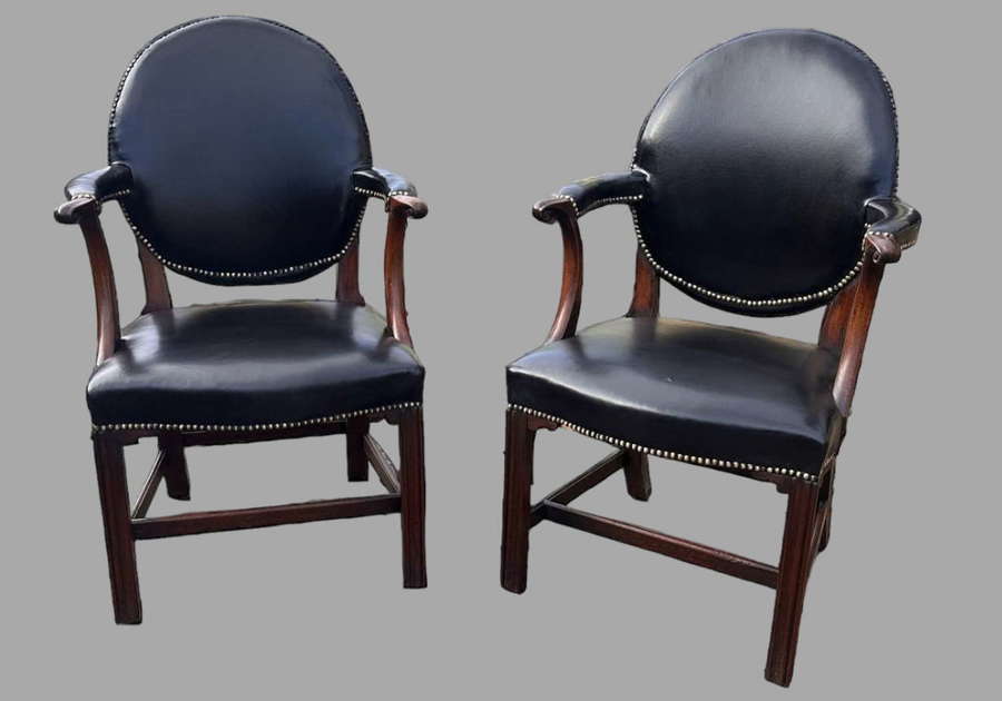 A Pair of Mahogany Library/Desk/Side Chairs c1800