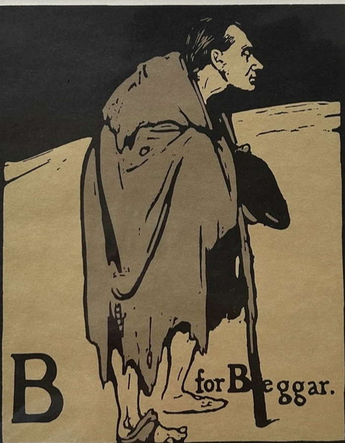 Lithograph entitled B for Beggar by William Nicholson