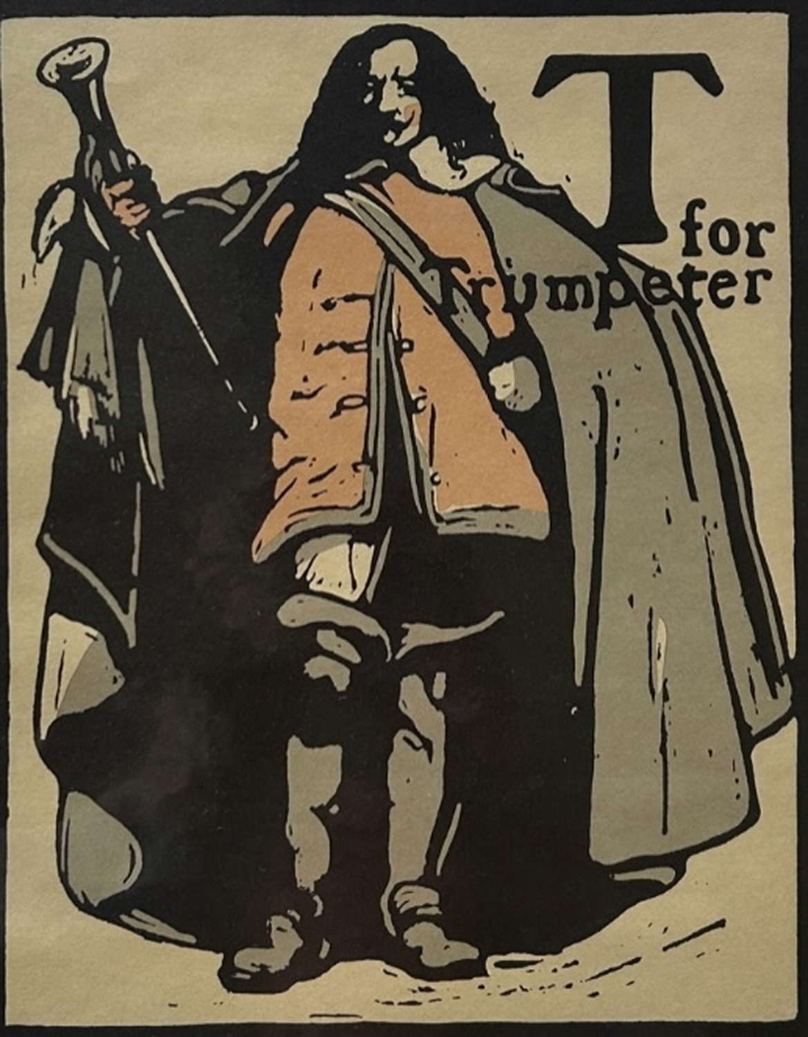 Lithograph entitled T for Trumpeter by William Nicholson