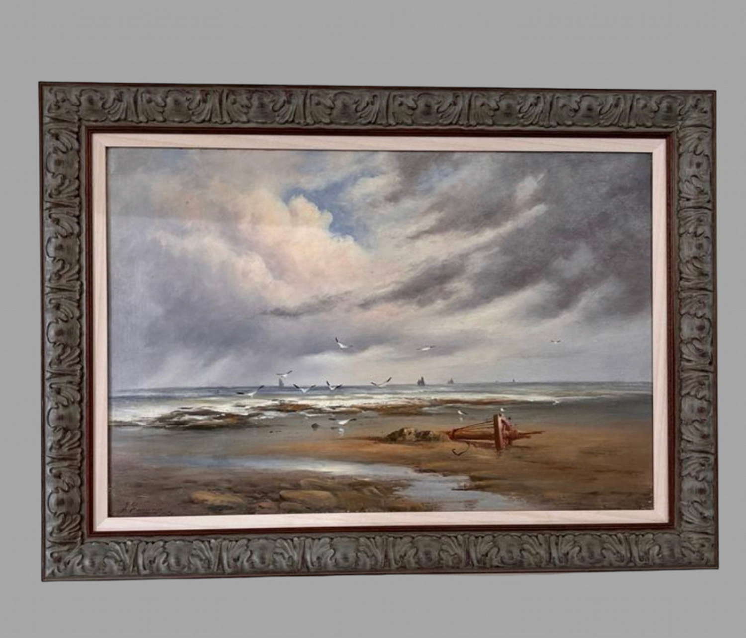 Joseph Eaman - Oil on Canvas of Shipwreck 1895