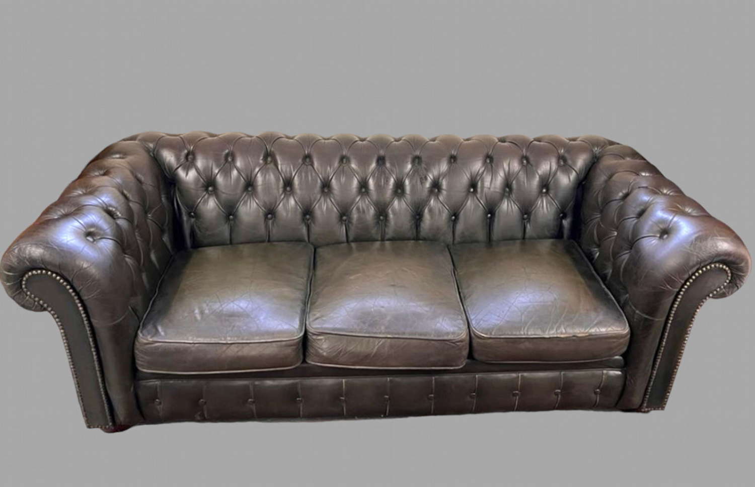 A 1970's Green Leather Buttoned Chesterfield
