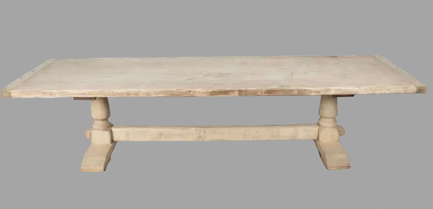 A Large Bleached Oak Dining/Refectory Table