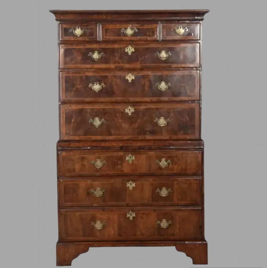 An Attractive Walnut Chest on Chest