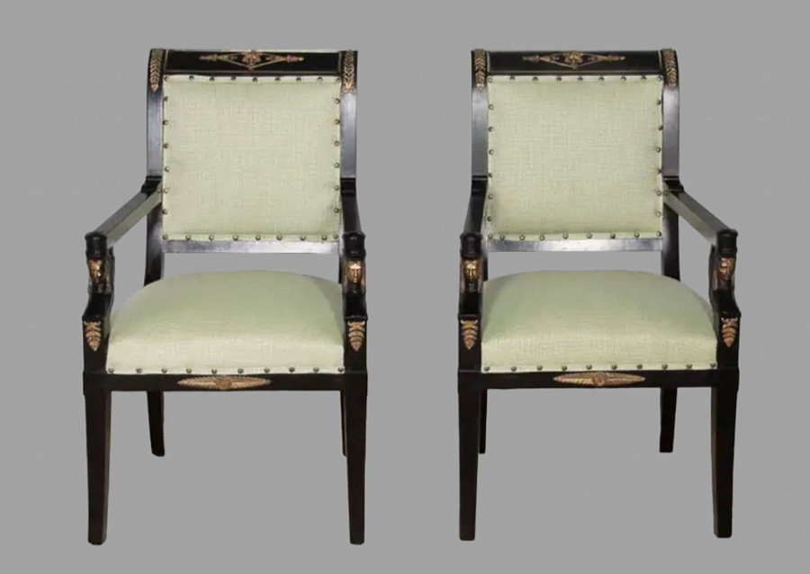 A Pair of Attractive Ebonised Armchairs