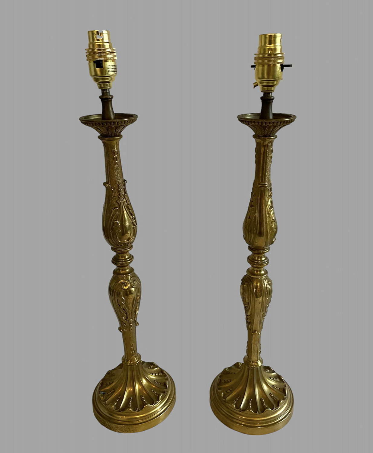 A Pair Of Italian Gilt Bronze Lamps