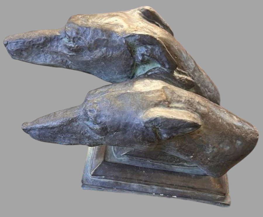 Running Greyhounds Heads Sculpture