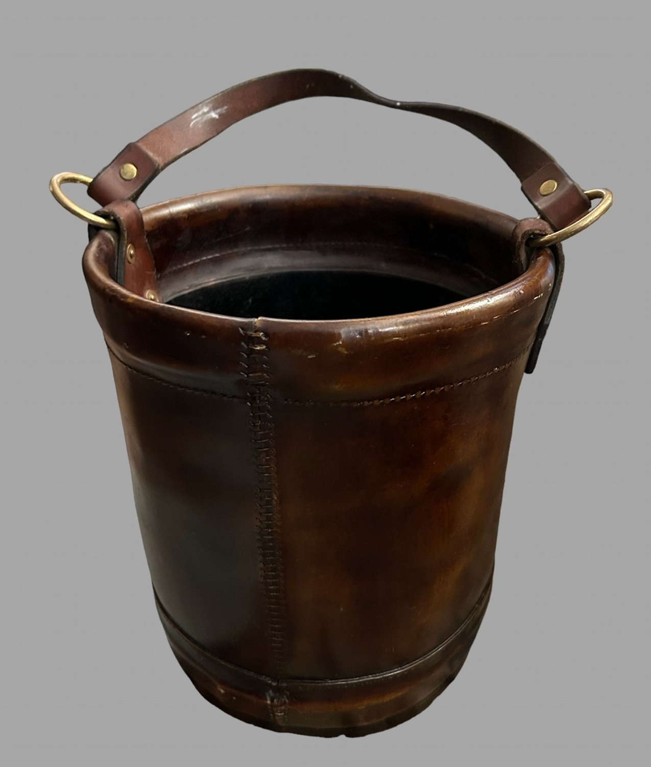 An Attractive Leather Bucket with Metal Lined Inside