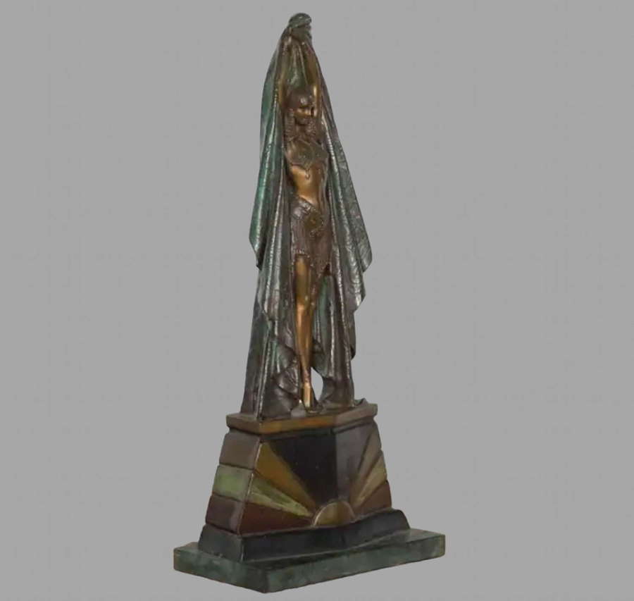 An Attractive Art Deco Style Egyptian Bronze Statue of a Woman