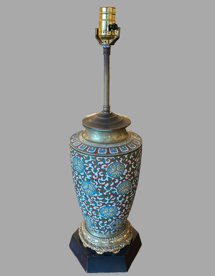 An Early 20th Century Cloisonne Vase Lamp