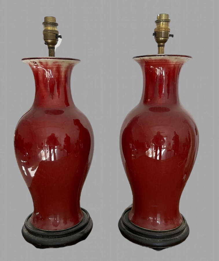 A Pair of Sange de Boeuf Style Lamps