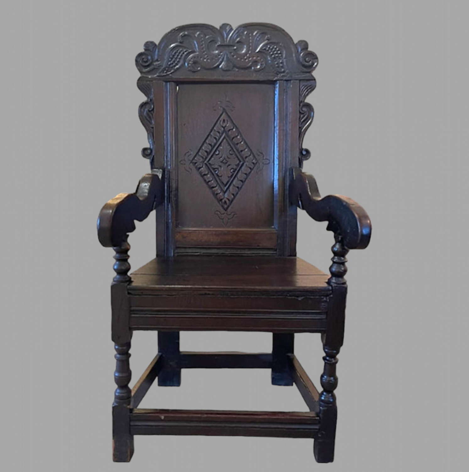 A C17th Solid Oak Wainscott Chair