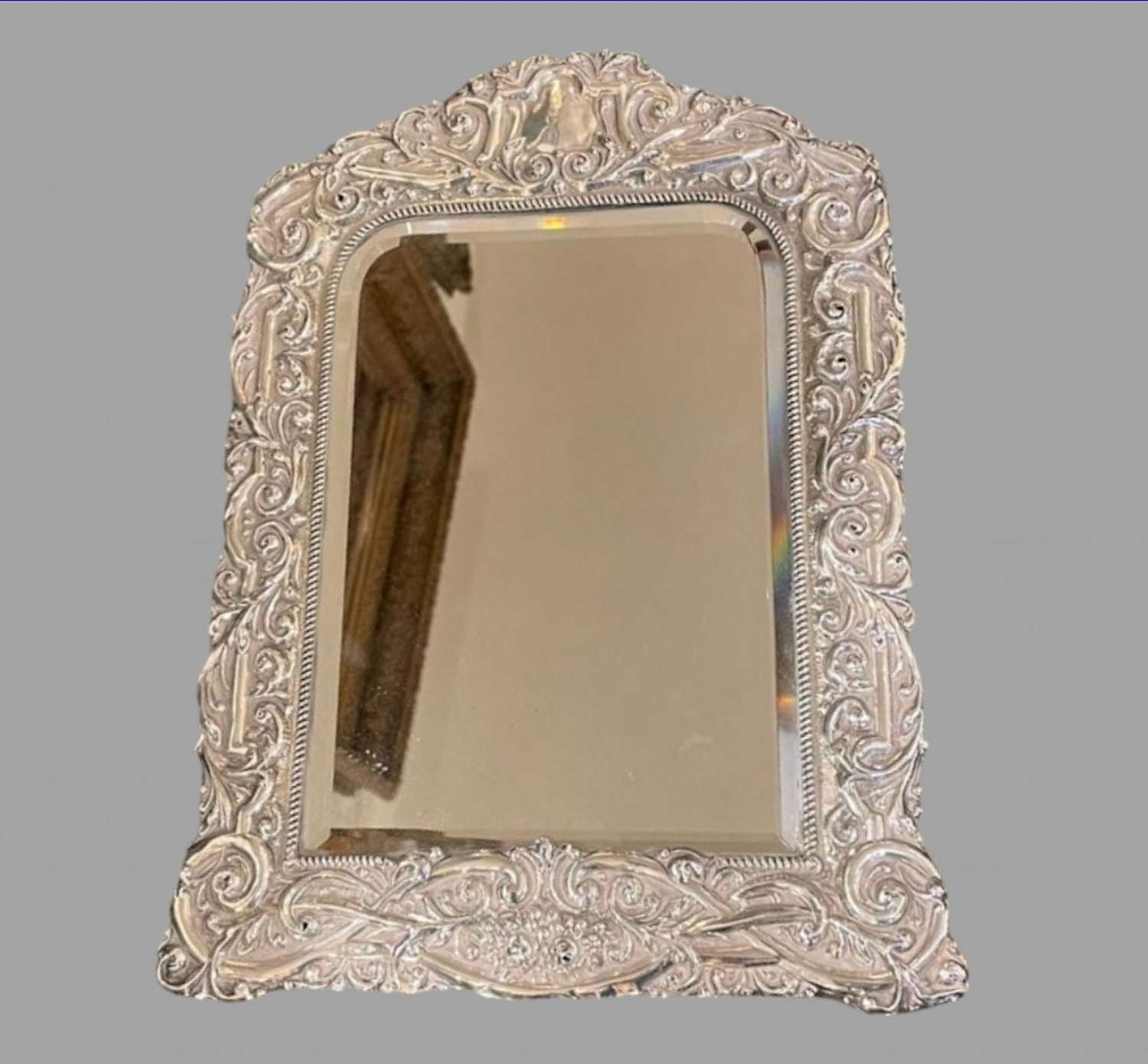 A 1900 Silver Standing Mirror