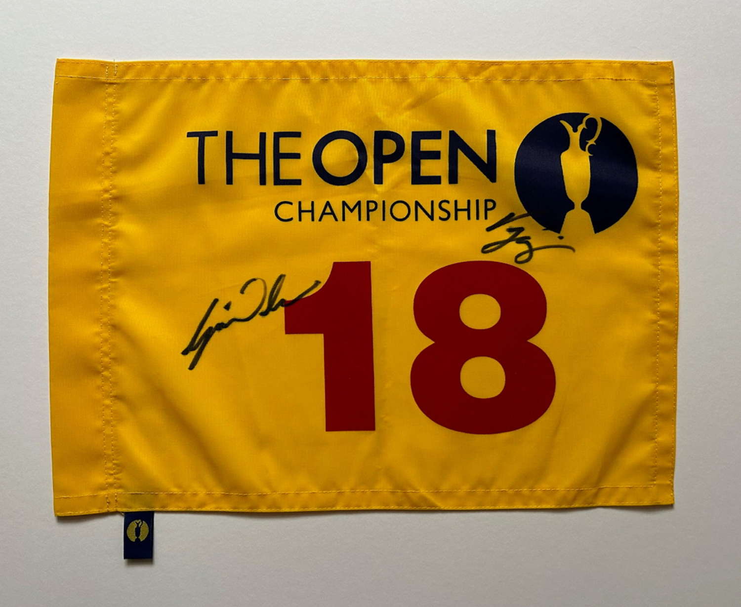 2006 Open Championship Pin Flag Signed by Tiger Woods and Vijay Singh