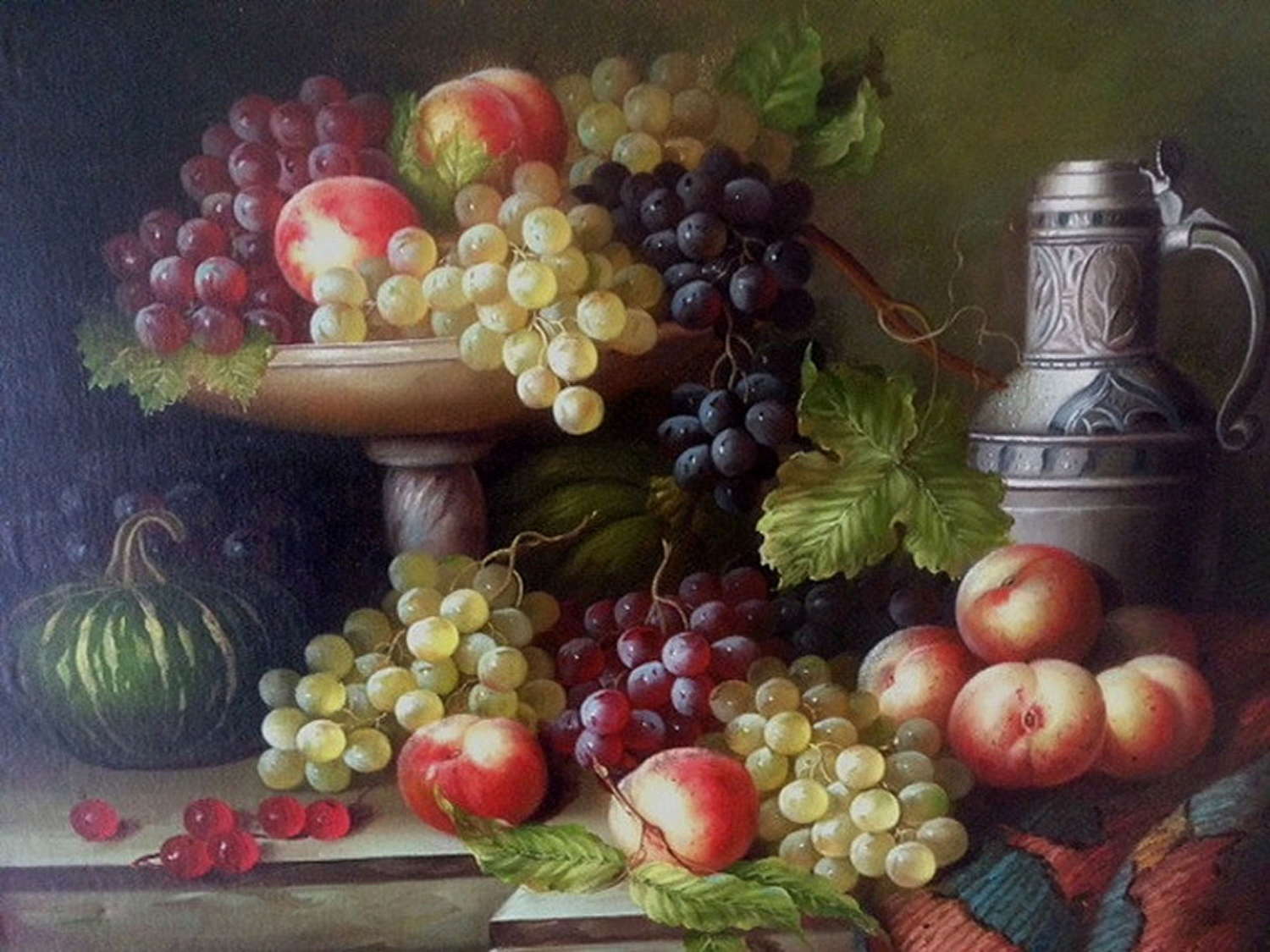 A Pair of Highly Decorative Good Sized Still Life's - Oil On Canvas