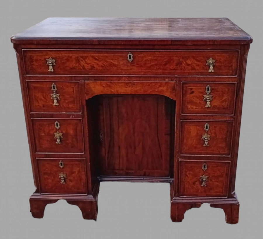 An Attractive Small Walnut 18thc Knee Hole Writing Desk