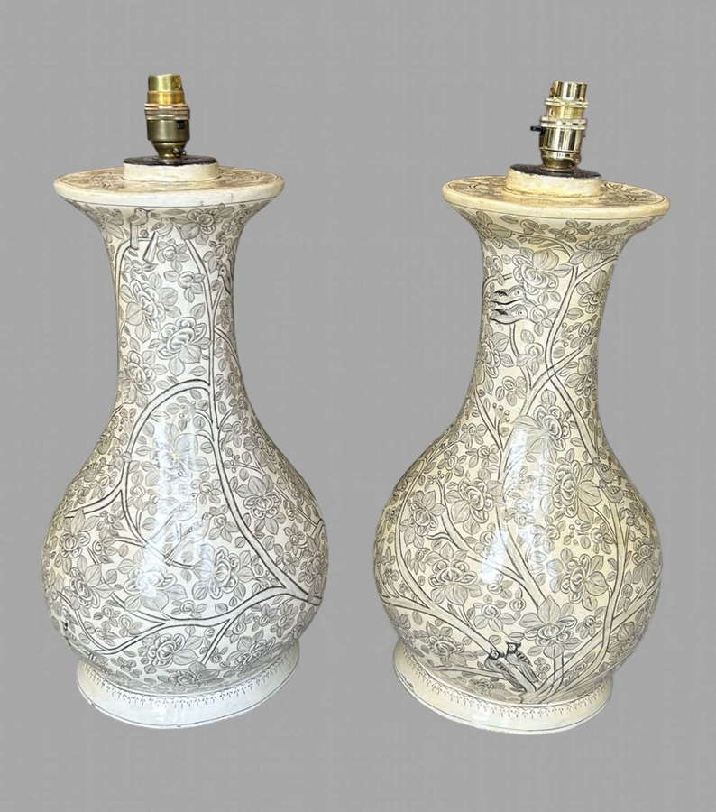 A Pair Of Handmade Kashmiri Papier Mache Lamps