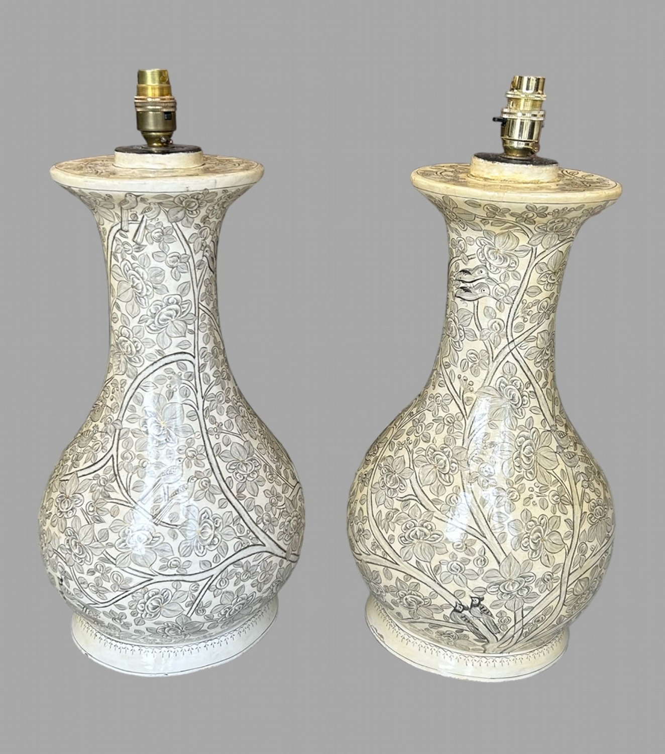 A Pair Of Handmade Kashmiri Papier Mache Lamps