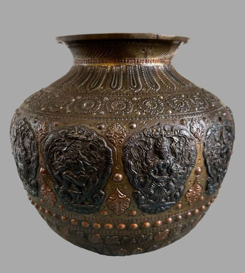 A Mid 19thc Indian Bronze Celebration Pot