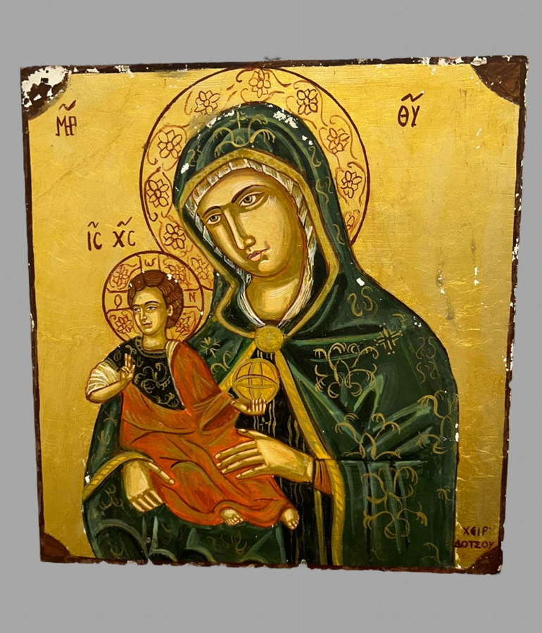 Greek Orthodox Church Icon Virgin Mary and Child Jesus