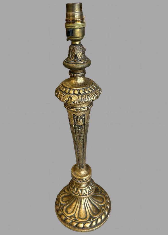 A Giltwood Candle Stick Shaped Lamp