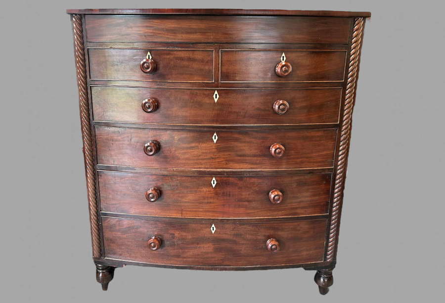 A Good Sized Scottish Victorian Bow Fronted Chest of Drawers