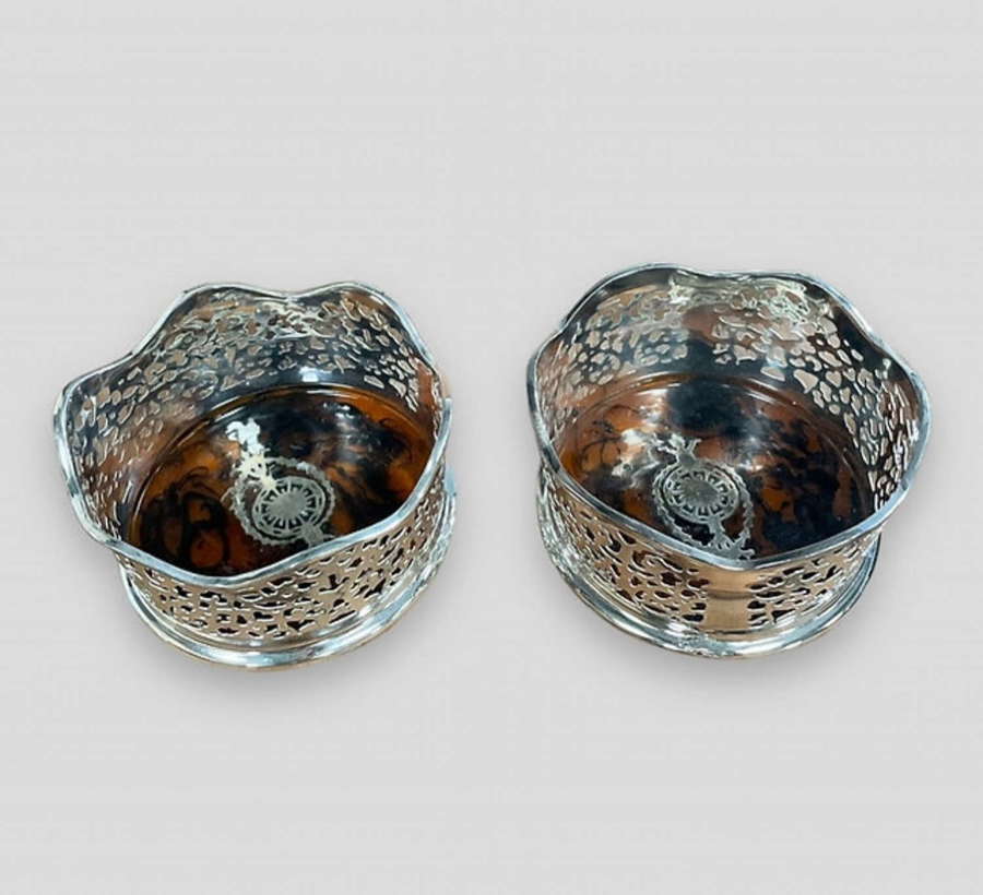 An Attractive Pair of Mid-Century Silver Plate Wine Coasters