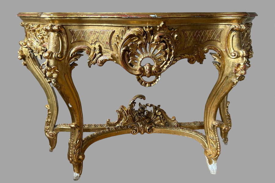 A Marble Topped Louis XV Style Console Table