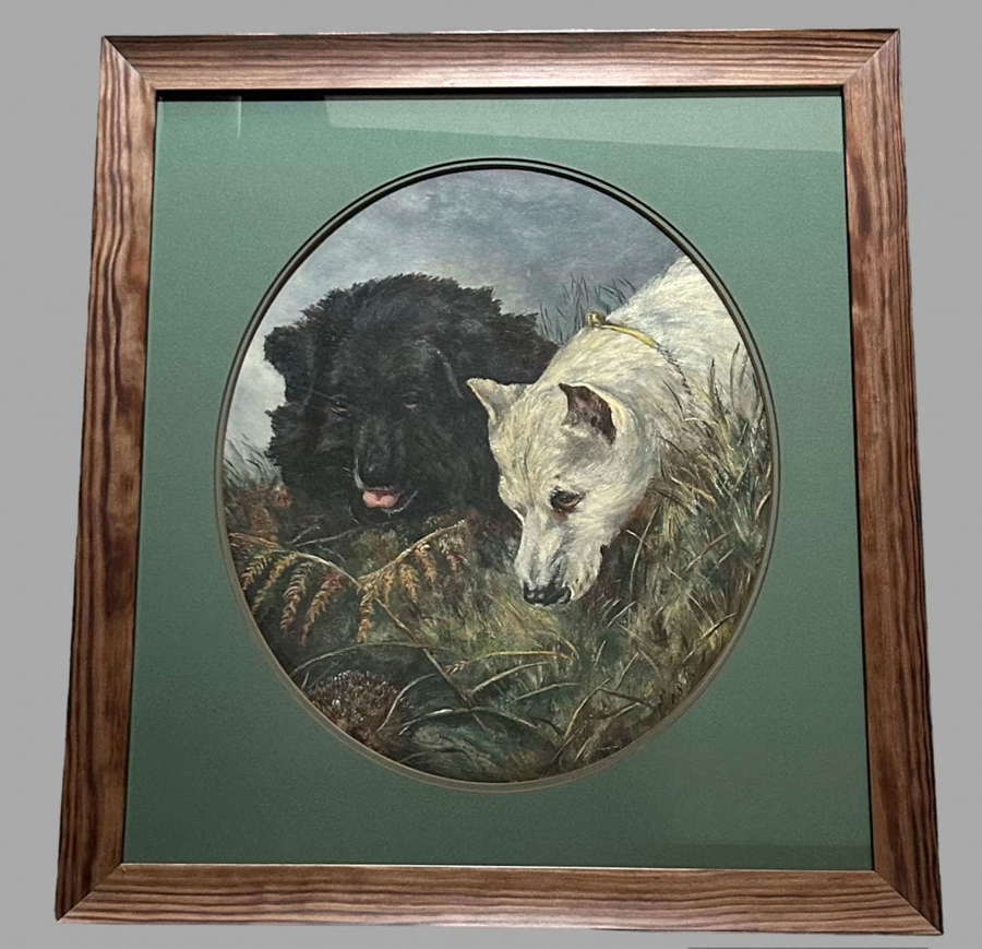 19thc Oil on Canvas 'Dogs with Hedgehog' Manner of George Armfield