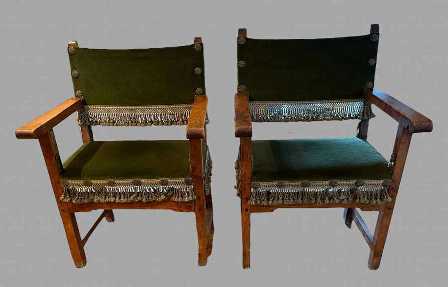 A Pair of 17th Century Spanish Walnut Chairs