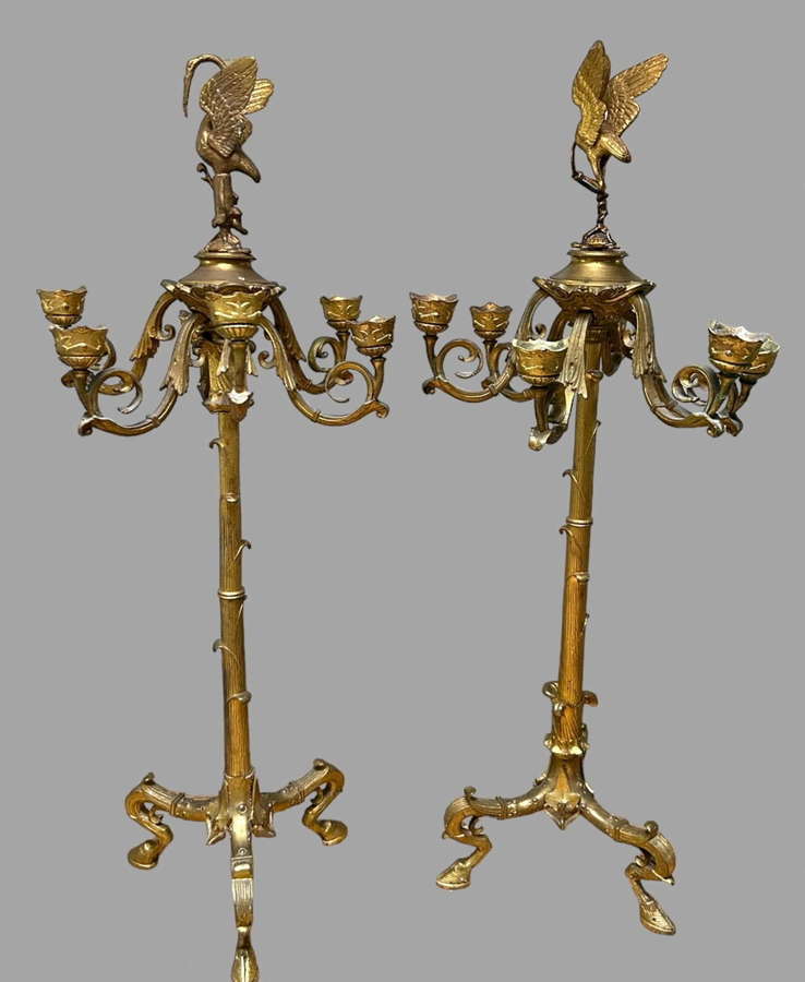 Auguste-Maximilien Delafontaine A Gilt Bronze Pair Of Candlesticks