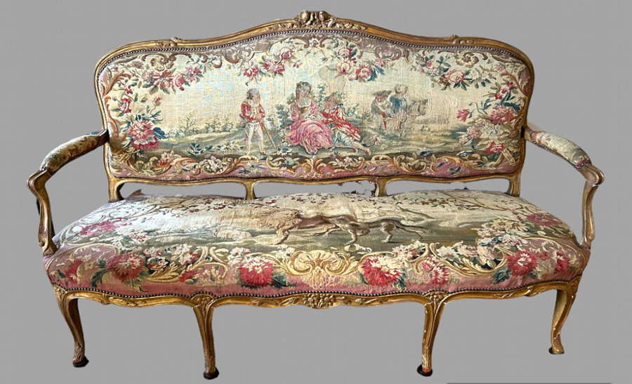 A c1850 Three Seater Gilded Wood Canape
