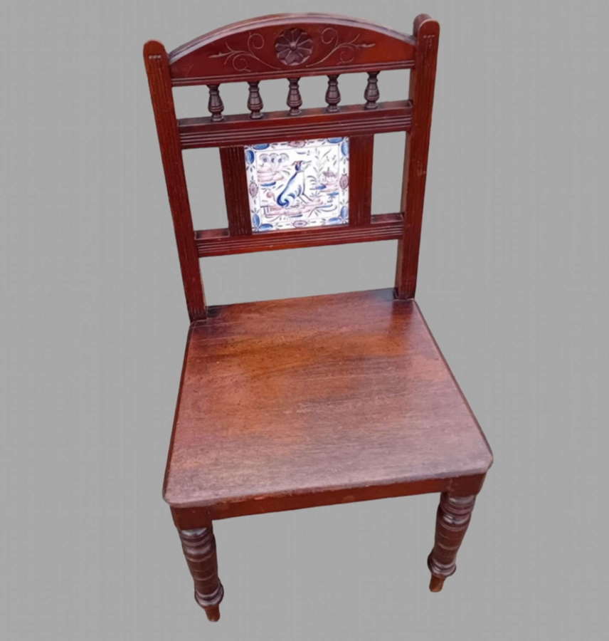 An Attractive Mahogany Tiled Back Hall Chair