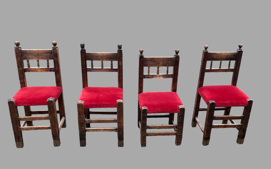 A Set of Four Spanish 17th Century Chairs