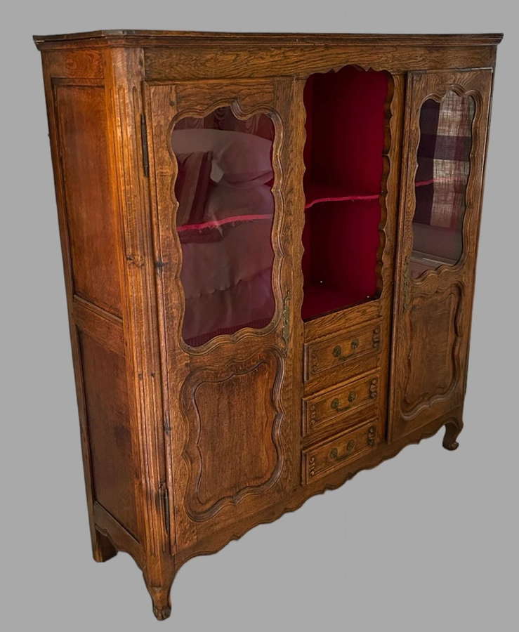 A  Oak French Armoire Style Display Cupboard