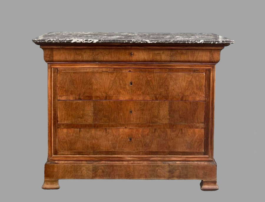 An Attractive 19thc Burr Walnut French Commode
