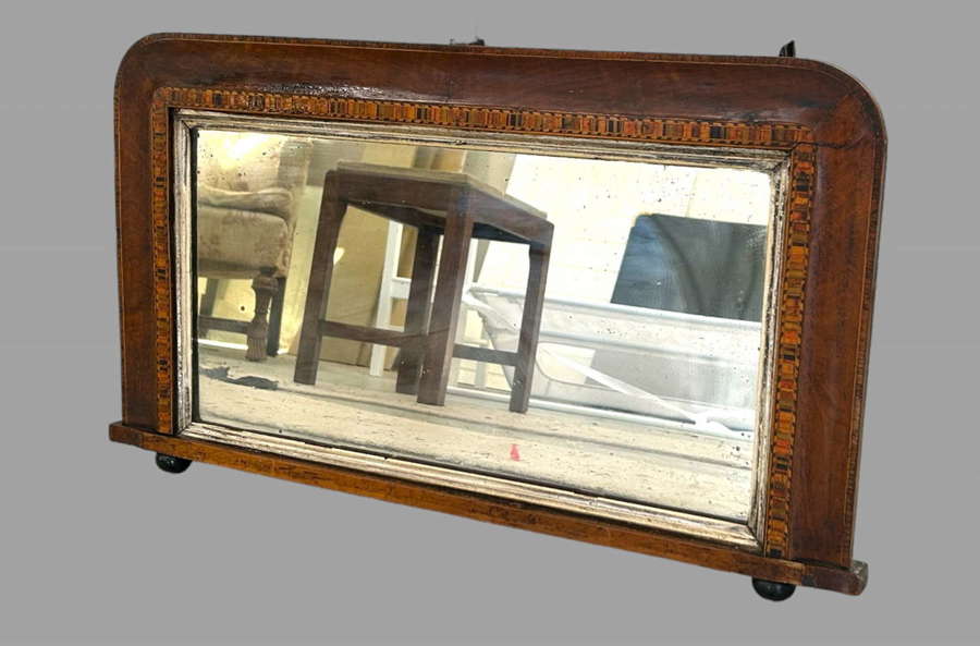 A Smallish Victorian Mahogany Inlaid Over Mantle/Hall mirror