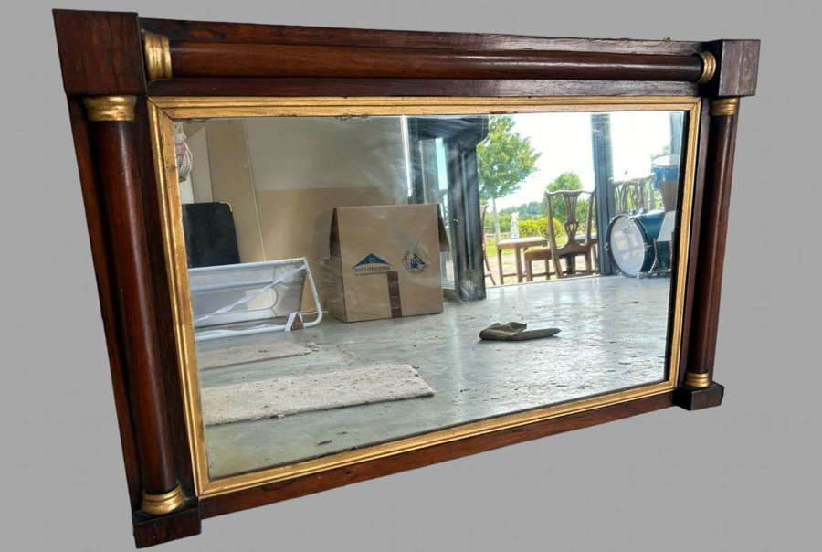 An Early 19thc Mahogany and Gilt Overmantle/Hall Mirror