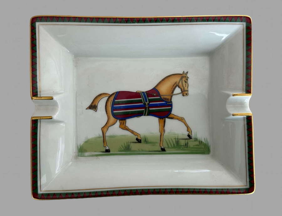 Hermes - Paris Equestrian Limoges Porcelain Cigar Ashtray