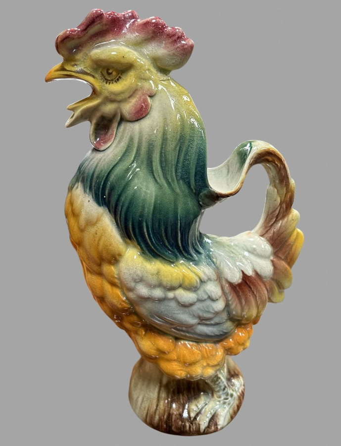 A French Majolica Rooster Pitcher