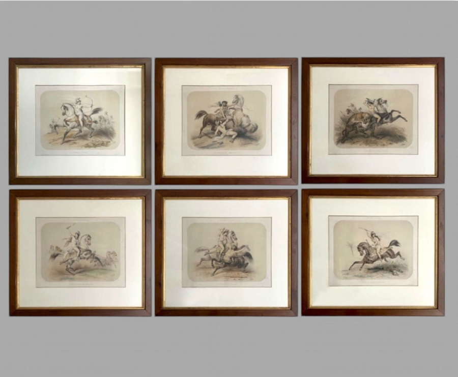 Victor Adam A Fabulous Set of Six Lithographs 1851 'Amazones'