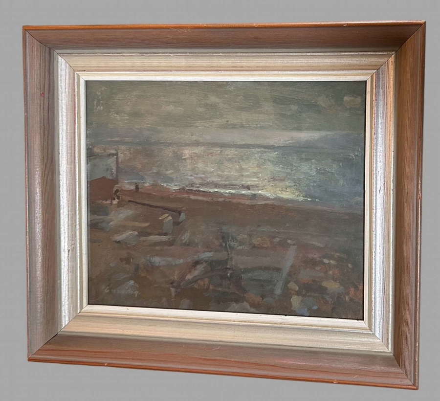 Fred Cuming RA, NEAC, Hon RBA , Hon ROI  - 'Seascape Hythe' - Oil '77'