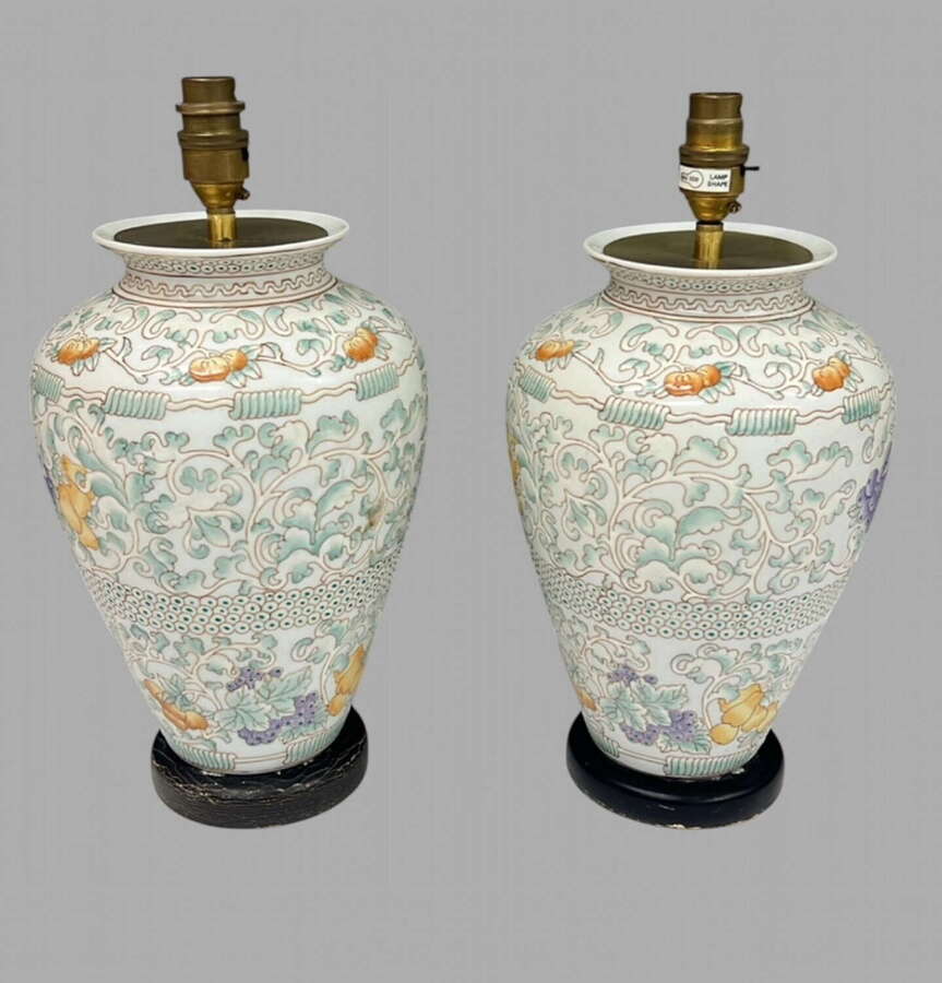 A Pair of Attractive Mid Century Chinese lamps