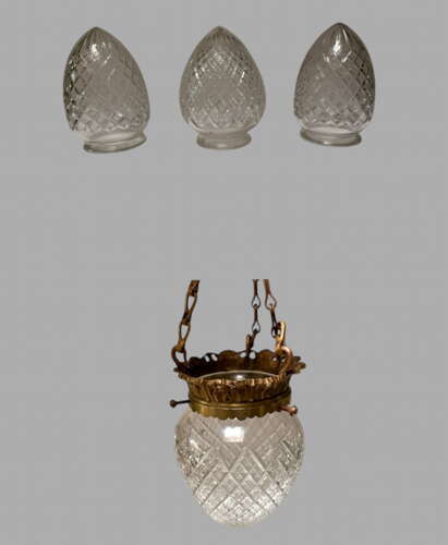 A Set of Three Cut Glass c1910 Pendant Light Shades