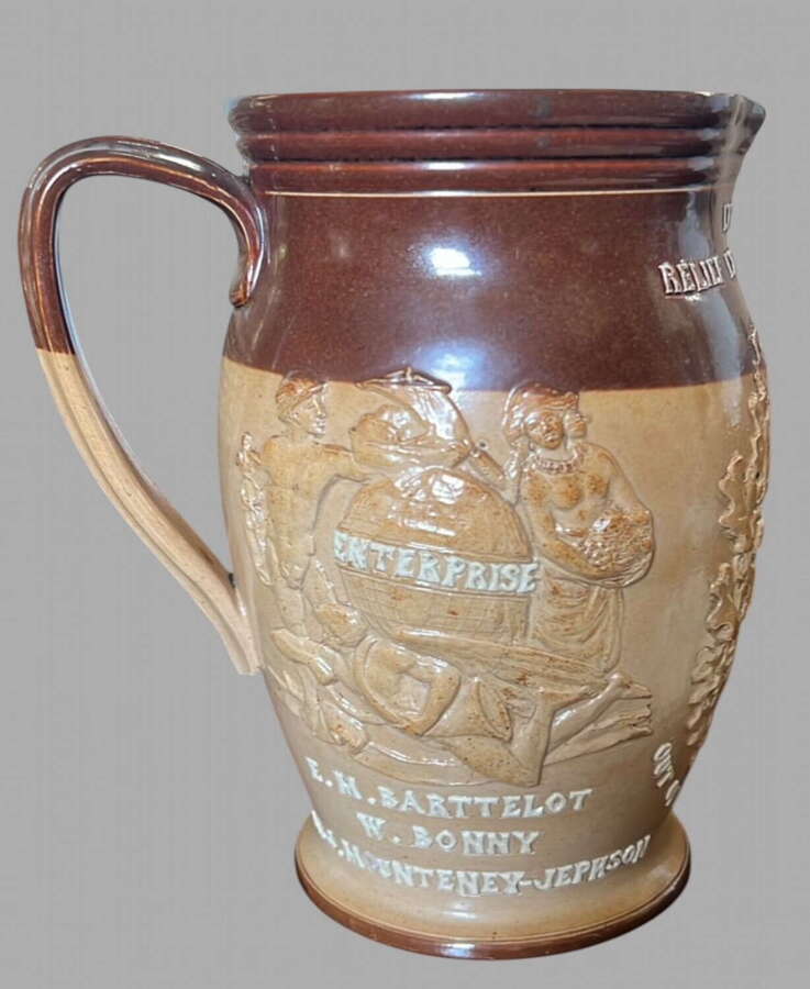 Doulton Brown Salt-Glazed Stoneware Jug for Emin Pasha Relief Expedtion 1887-89