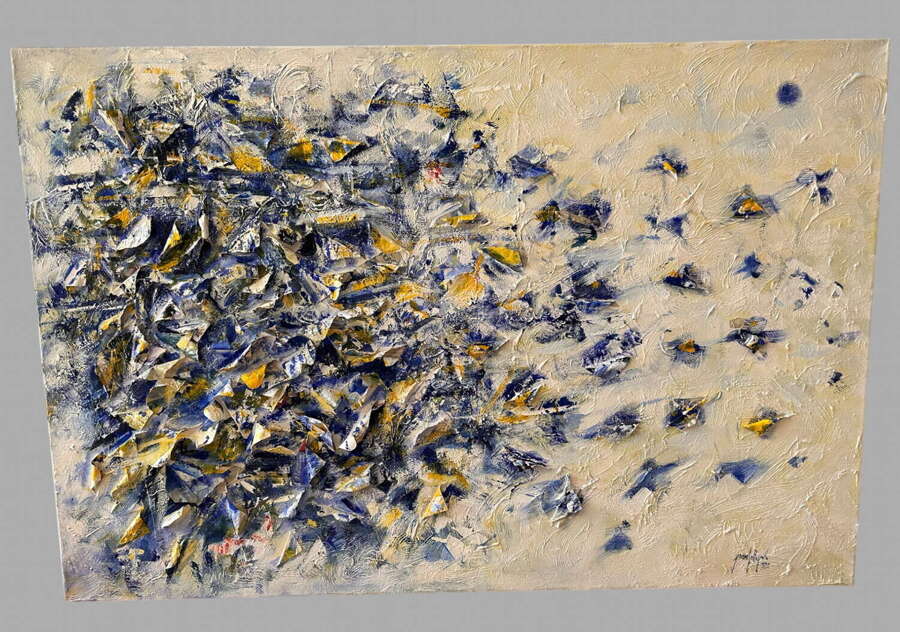 Jeanfilip - Large Acrylic, Collage on Canvas - Le Vol De Papillons - Signed 2012