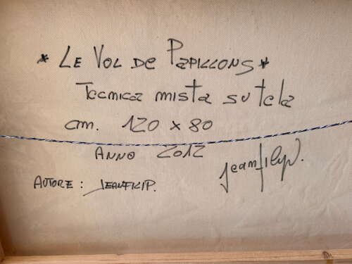 Jeanfilip - Large Acrylic, Collage on Canvas - Le Vol De Papillons - Signed 2012